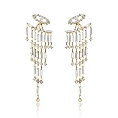 Earrings Baguette rain  Move me! silver 925, gold 18K plating  KOJEWELRY11510Y